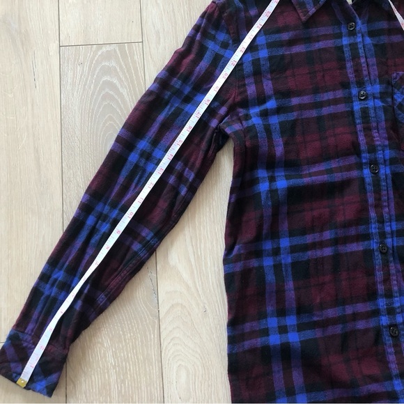 Golden by Tna Plaid Flannel Shirt Dress in Maroon & Blue Size S - Picture 11 of 11